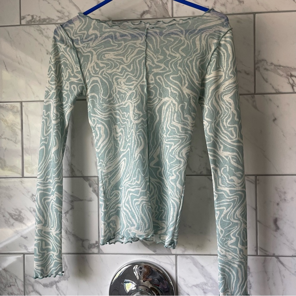 Topshop Sheer Swirl Long Sleeve